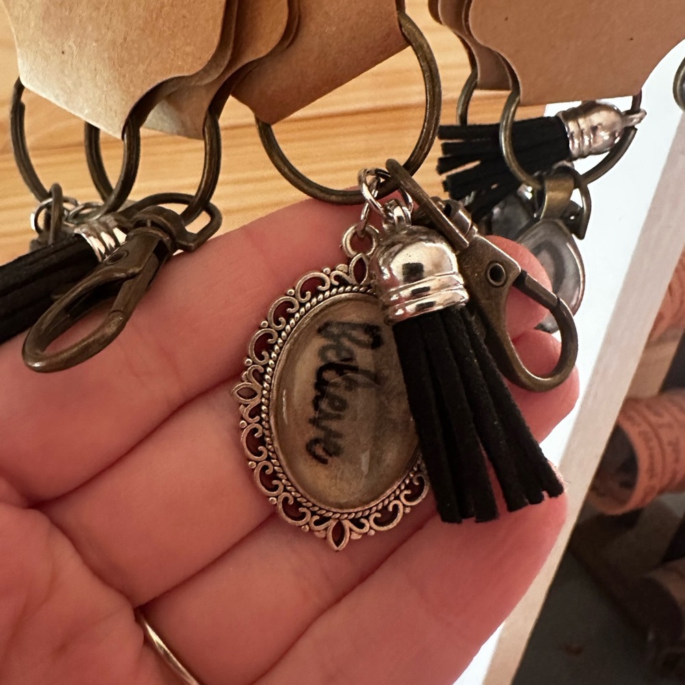 Vintage Style Keychain with Black Tassel